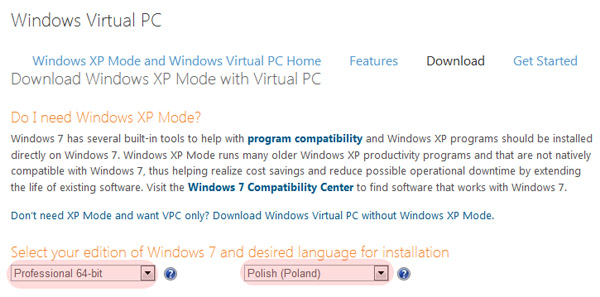XP Mode Virtual PC Download