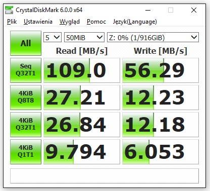 CrystalDiskMark performance test
